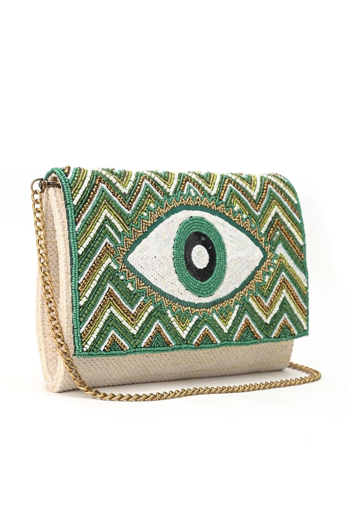 America & Beyond Sequin Evil Eye Clutch