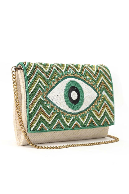 America & Beyond Sequin Evil Eye Clutch