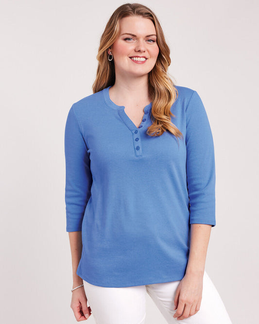 Blair Women's Essential Knit Three-Quarter Sleeve Henley