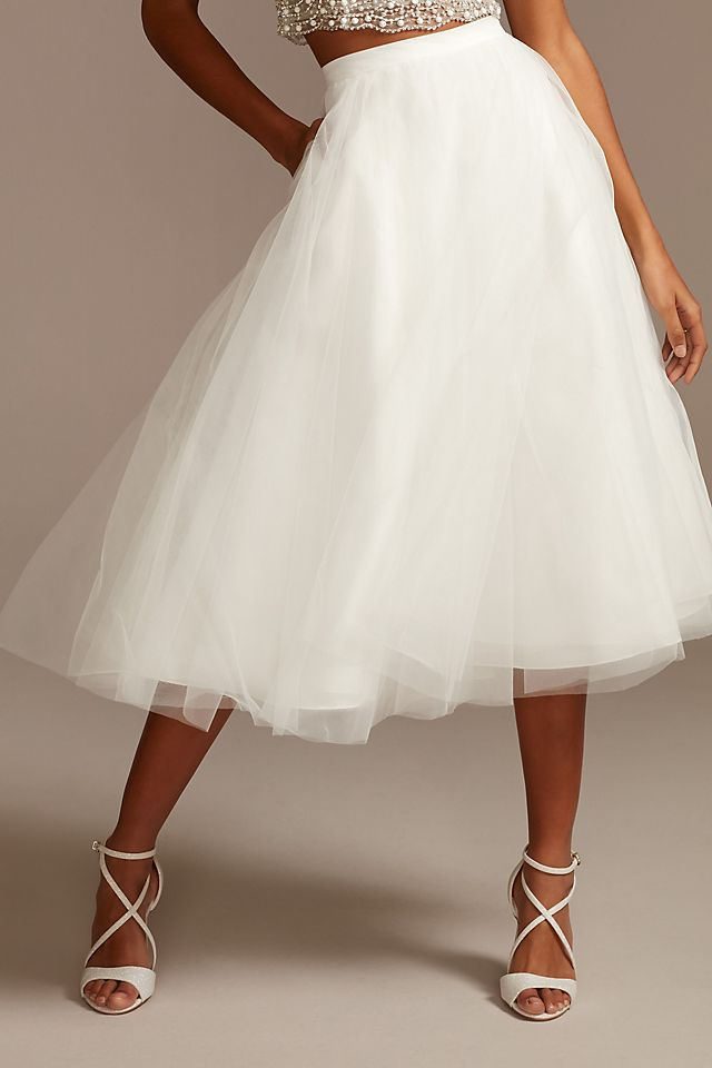 David's Bridal Women's Tulle Wedding Separates Midi Skirt- Missy