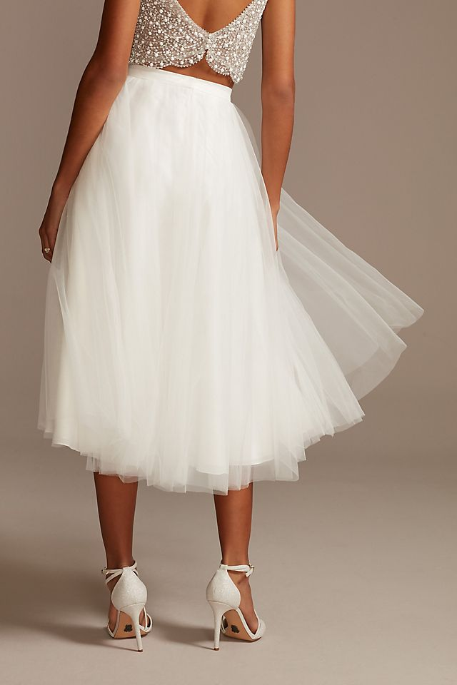 David's Bridal Women's Tulle Wedding Separates Midi Skirt- Missy