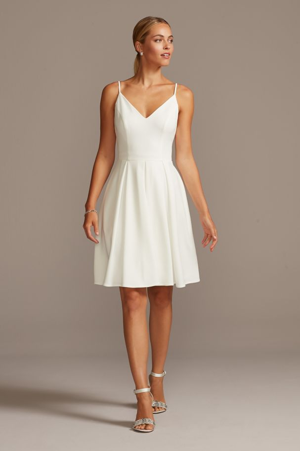 David's Bridal Women's Spaghetti Strap Crepe Plus Fit-And-Flare Dress - Missy