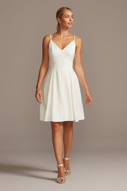 David's Bridal Women's Spaghetti Strap Crepe Plus Fit-And-Flare Dress - Missy