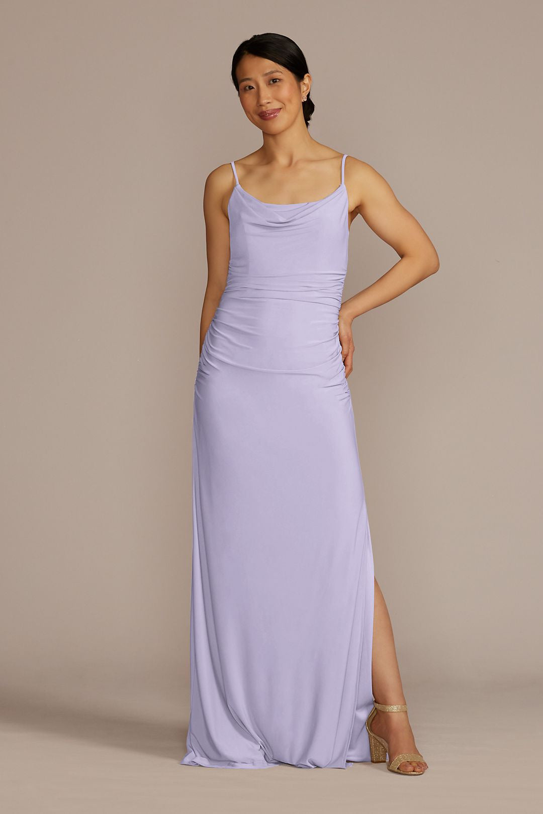 David's Bridal Women's Ruched Jersey Spaghetti Strap Bridesmaid Dress 3