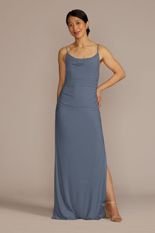 David's Bridal Women's Ruched Jersey Spaghetti Strap Bridesmaid Dress 4