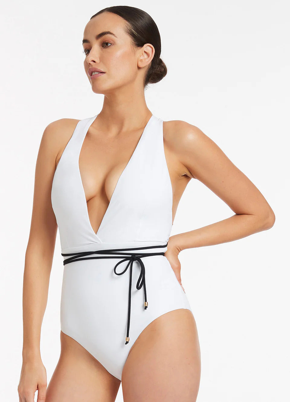 Seafolly Women's Jetset Plunge One Piece - White