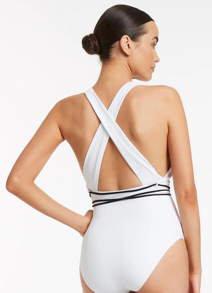 Seafolly Women's Jetset Plunge One Piece - White