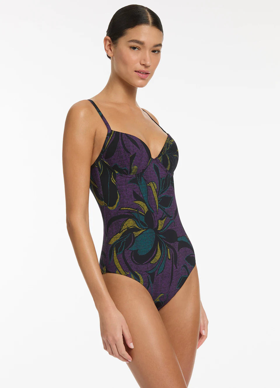 Seafolly Women's Midnight Tropical Moulded Underwire One Piece - Amethyst