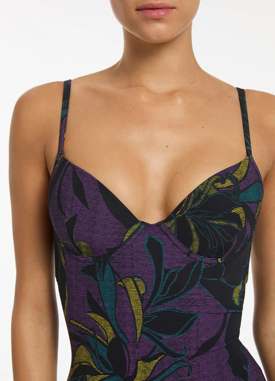 Seafolly Women's Midnight Tropical Moulded Underwire One Piece - Amethyst