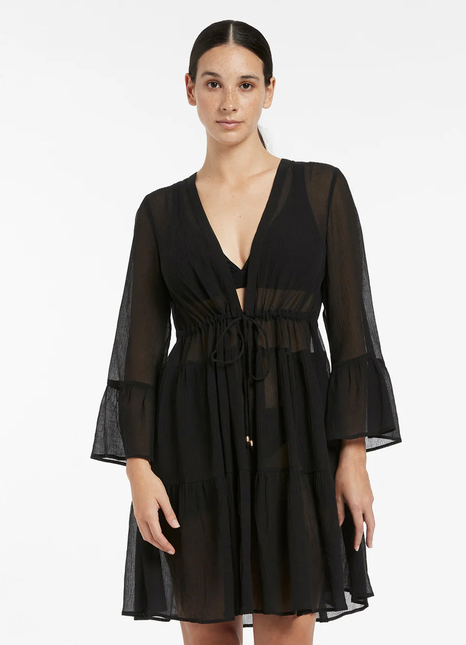 Seafolly Women's Jetset Tiered Cover Up Kaftan - Black