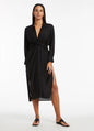 Seafolly Women's Jetset Wrap Shirt Dress - Black