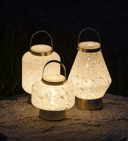 VivaTerra Rechargeable Hand-Blown Glass Lightkeeper Lanterns