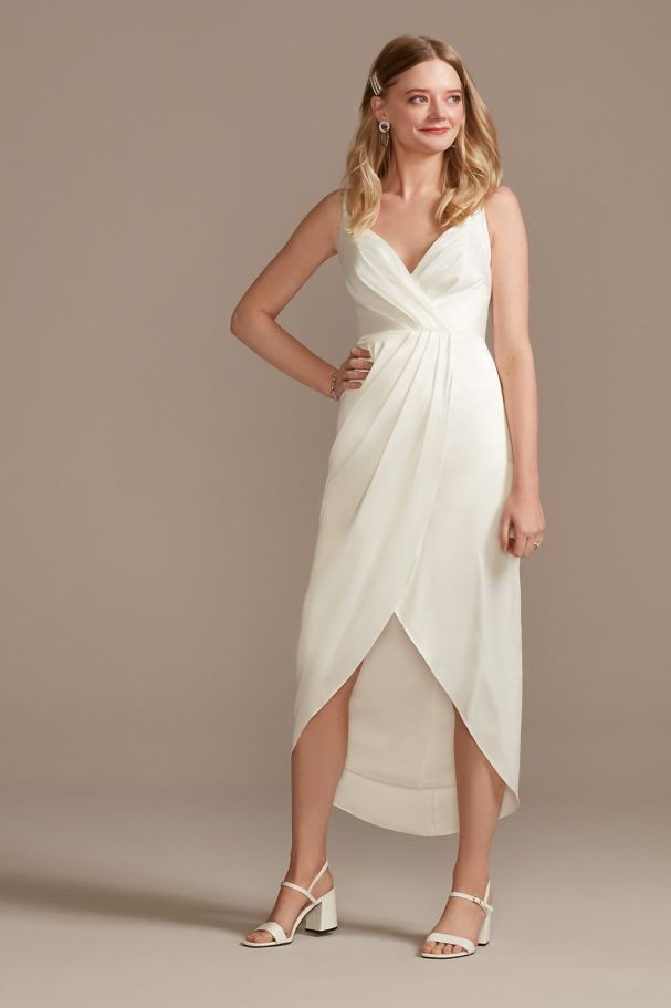 David's Bridal Women's Hand-Pleated Spaghetti Strap Charmeuse Slip Dress - Missy