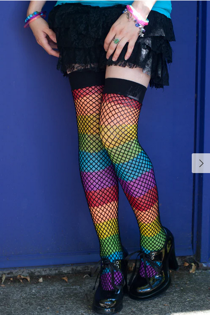 Leg Avenue Fishnet Overlay Rainbow Thigh High