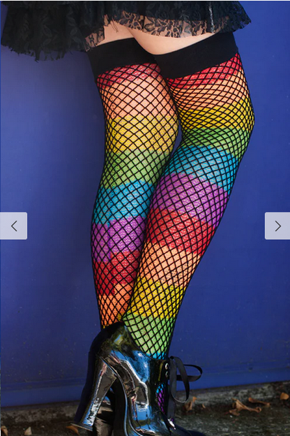 Leg Avenue Fishnet Overlay Rainbow Thigh High