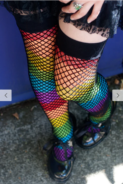 Leg Avenue Fishnet Overlay Rainbow Thigh High