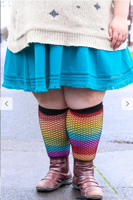 Leg Avenue Fishnet Overlay Rainbow Thigh High