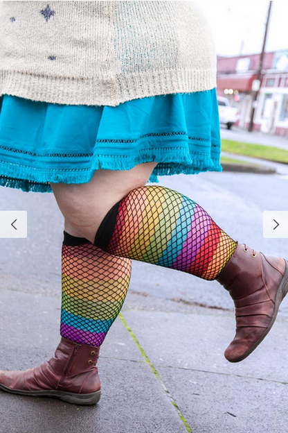 Leg Avenue Fishnet Overlay Rainbow Thigh High