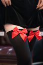 Leg Avenue Opaque Thigh High Stockings with Bow