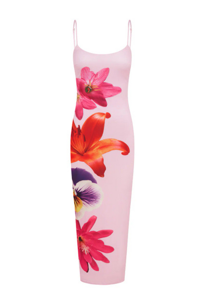 LADY BLACK TIE Women's Deia Midi Dress- Pink Flower