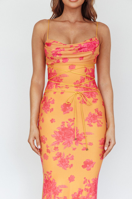 LADY BLACK TIE Women's Moana Maxi Dress - Orange Floral