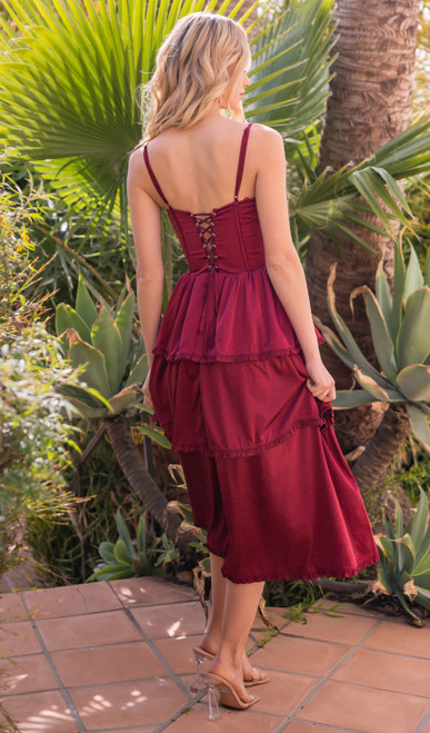 LADY BLACK TIE Women's Maeve Corset Midi - Burgundy