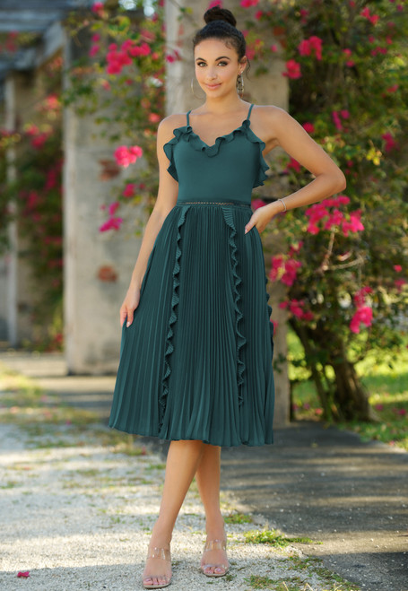 LADY BLACK TIE Women's Maia Midi Dress- Emerald - FINAL SALE