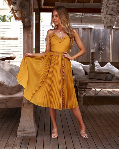 LADY BLACK TIE Women's Maia Midi Dress- Mustard - FINAL SALE