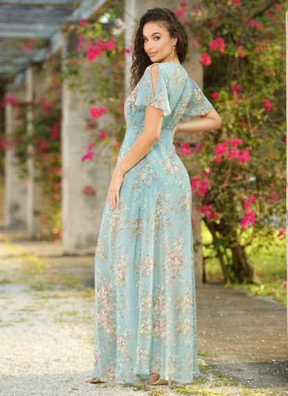 LADY BLACK TIE Women's Kari Maxi Dress - Teal Floral - FINAL SALE