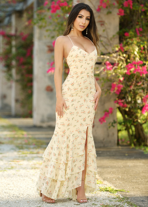 LADY BLACK TIE Women's Greta Maxi Dress - Yellow Floral