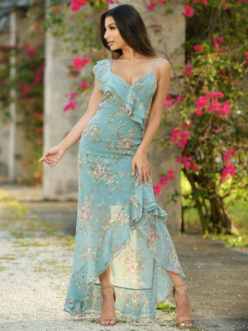 LADY BLACK TIE Women's Linnea Maxi Dress - Teal Floral - FINAL SALE