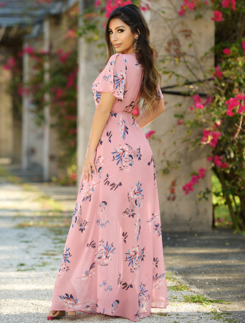 LADY BLACK TIE Women's Kari Maxi Dress - Pink Floral - FINAL SALE