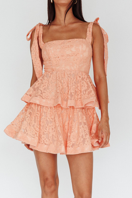 LADY BLACK TIE Women's Velma Mini Lace Dress - Apricot