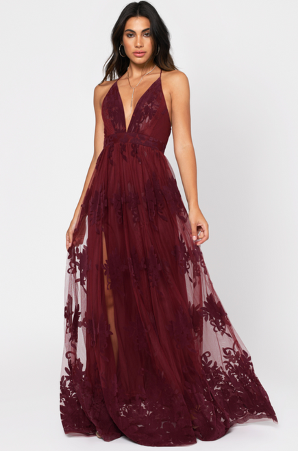 LADY BLACK TIE Women's Promenade Maxi Dress - Wine Red