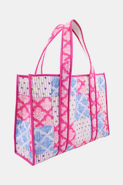 Roller Rabbit Jemina Hearts Patchwork Quilted Tote