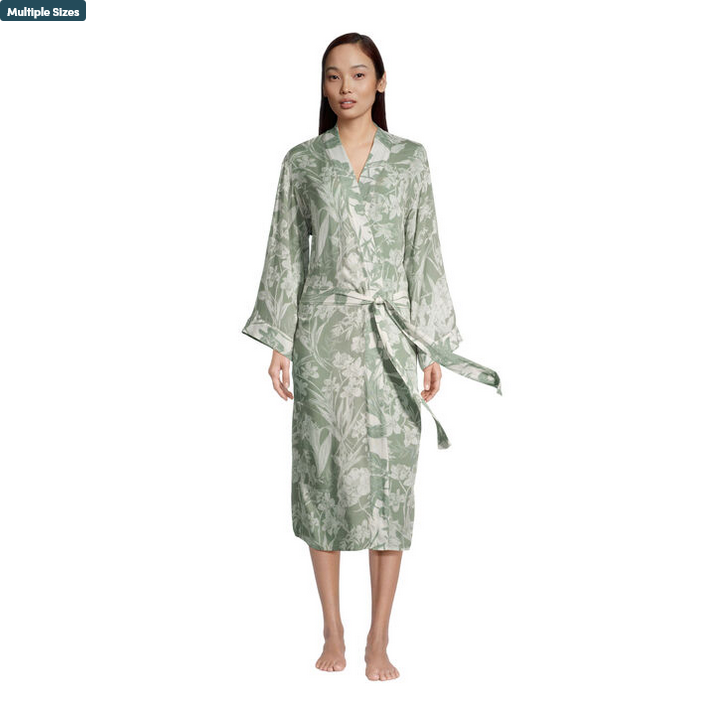 Mila Sage Green And Ivory Floral Robe