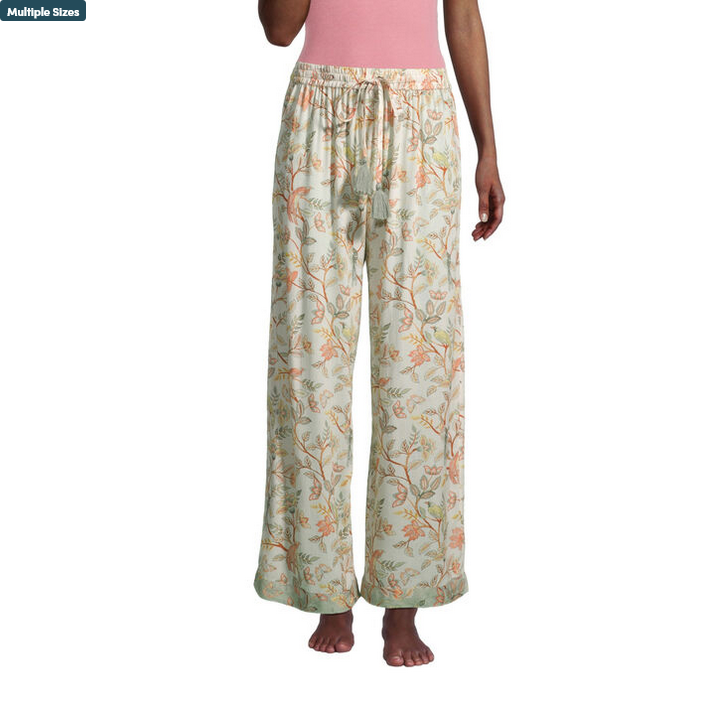 Veda Ivory And Sage Green Jaipur Birds Pajama Pants