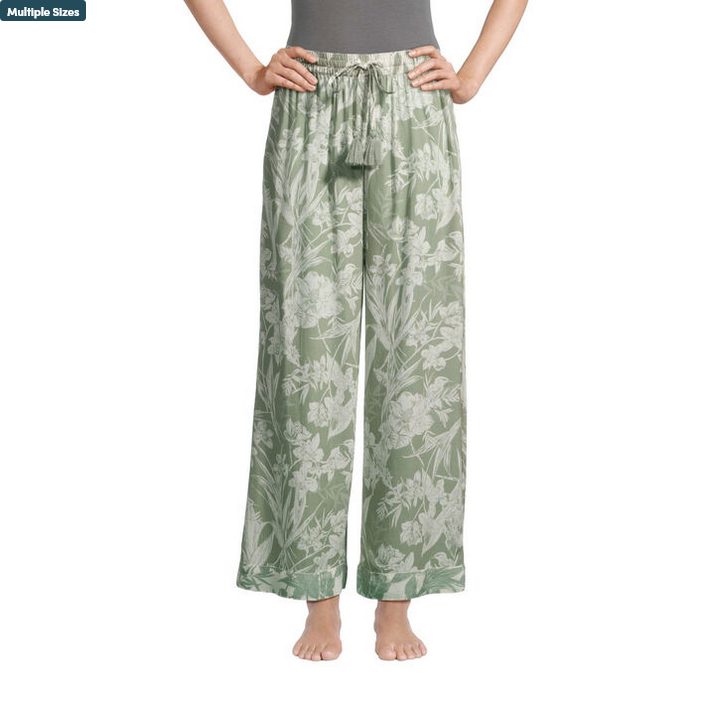 Mila Sage Green And Ivory Floral Pajama Pants