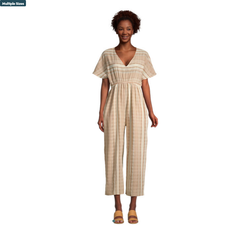 Misha Ivory And Terracotta Stripe Jumpsuit With Pockets