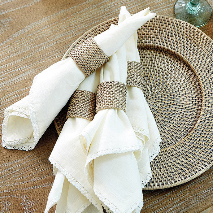 Ballard Designs Piper Woven Napkin Rings - Set of 4