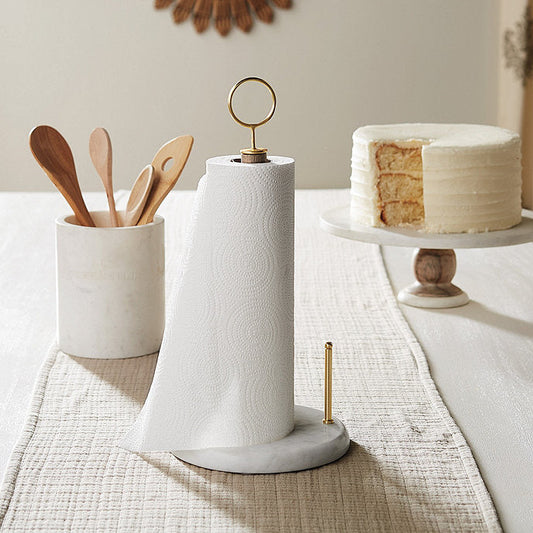 Ballard Designs Hampton Marble & Wood Paper Towel Holder