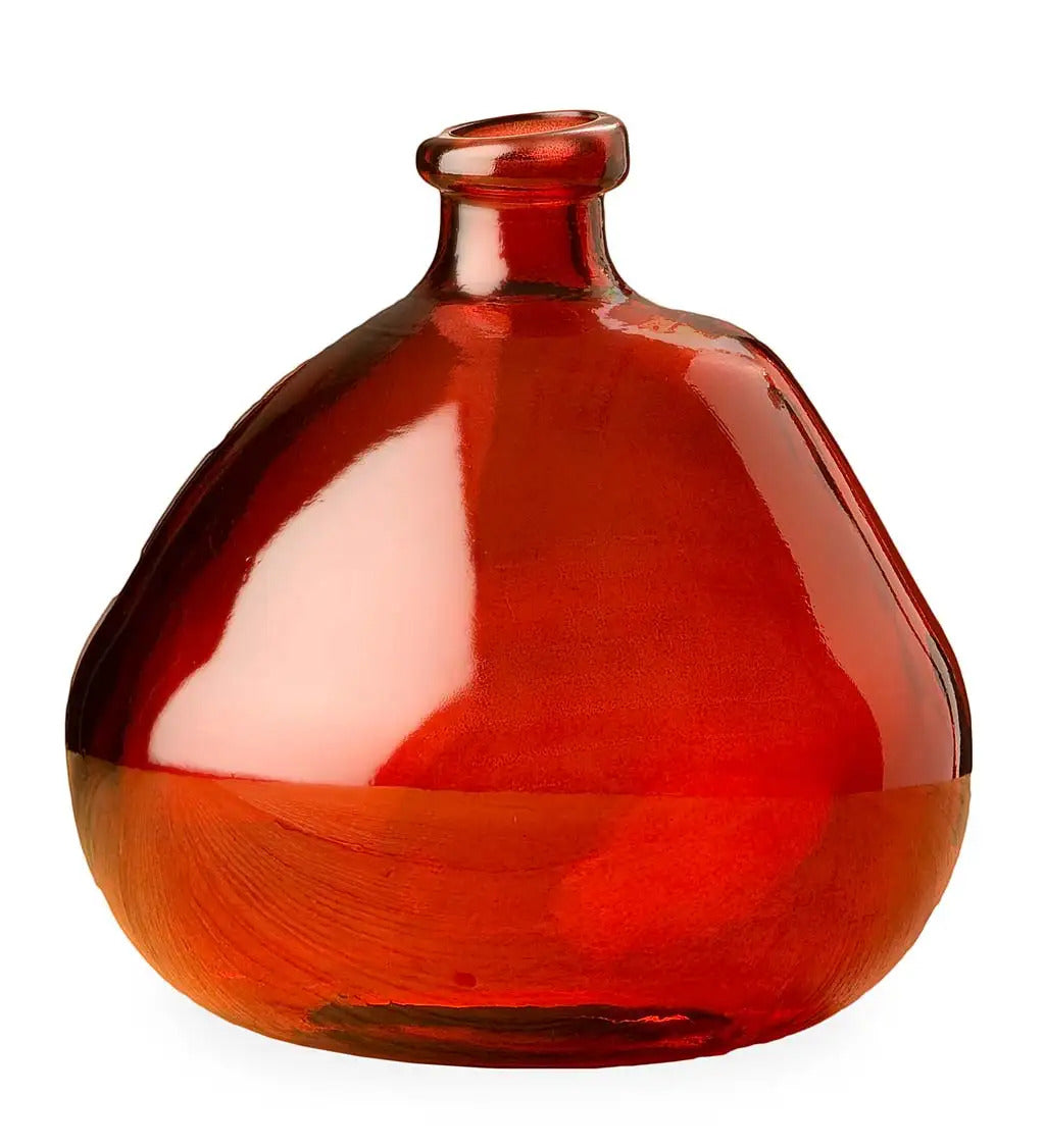 VivaTerra Askew Recycled Glass Balloon Vase, 9"