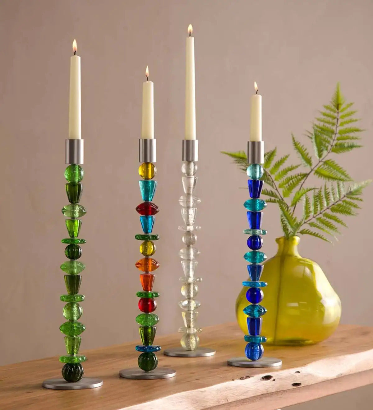 VivaTerra Recycled Glass Beaded Candlestick