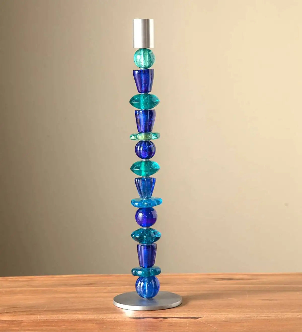 VivaTerra Recycled Glass Beaded Candlestick