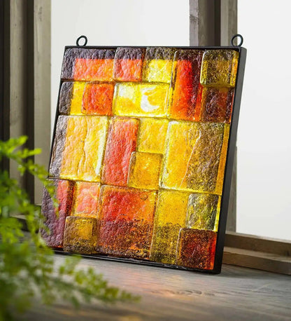 VivaTerra Framed Recycled Glass Block Art