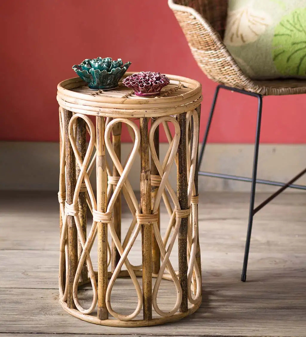 VivaTerra Open Rattan Drum Side Table