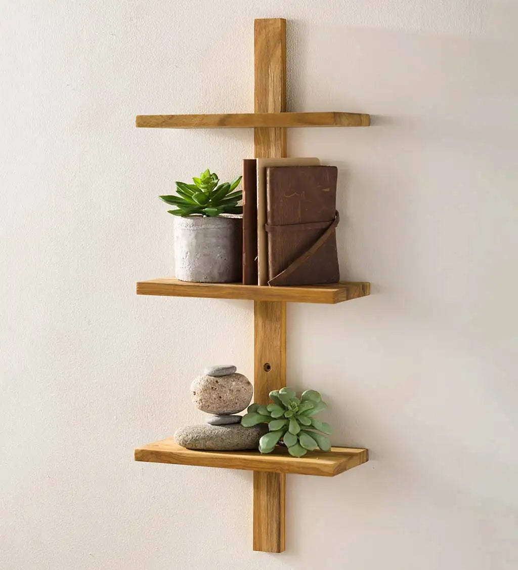 VivaTerra Mini Teak Wall Shelf