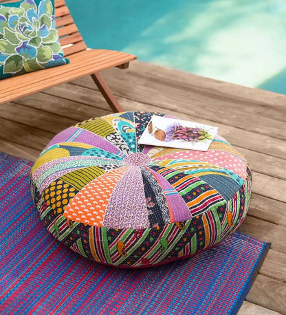 VivaTerra Kantha Pouf - Multi