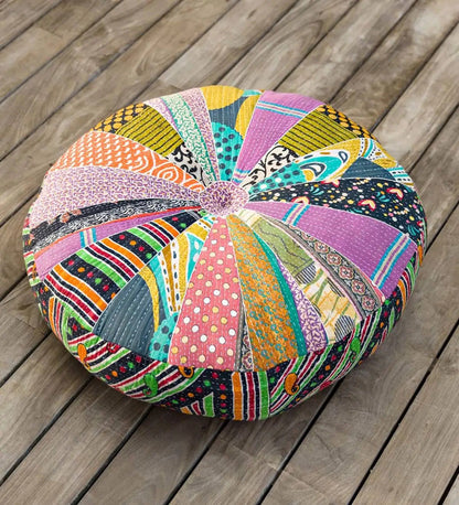 VivaTerra Kantha Pouf - Multi