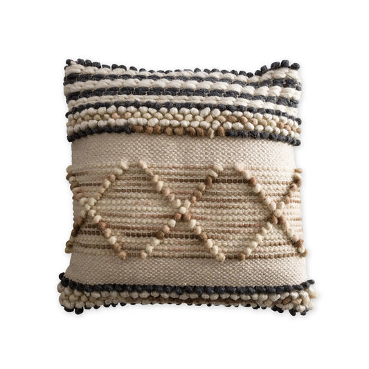 VivaTerra Woven Boho Textured Throw Pillow Cover, Striped Pebble